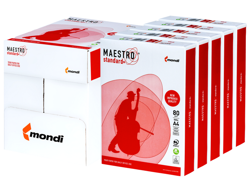 Папір офісний Mondi MAESTRO Standard + А4 80 грам (500 арк.) Коробка 5 пачок 110002 фото